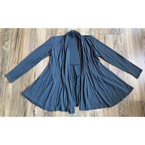 Women's Eileen Fisher Dark Gray Open Cardigan Top Assymetrical Sweater Sz XS